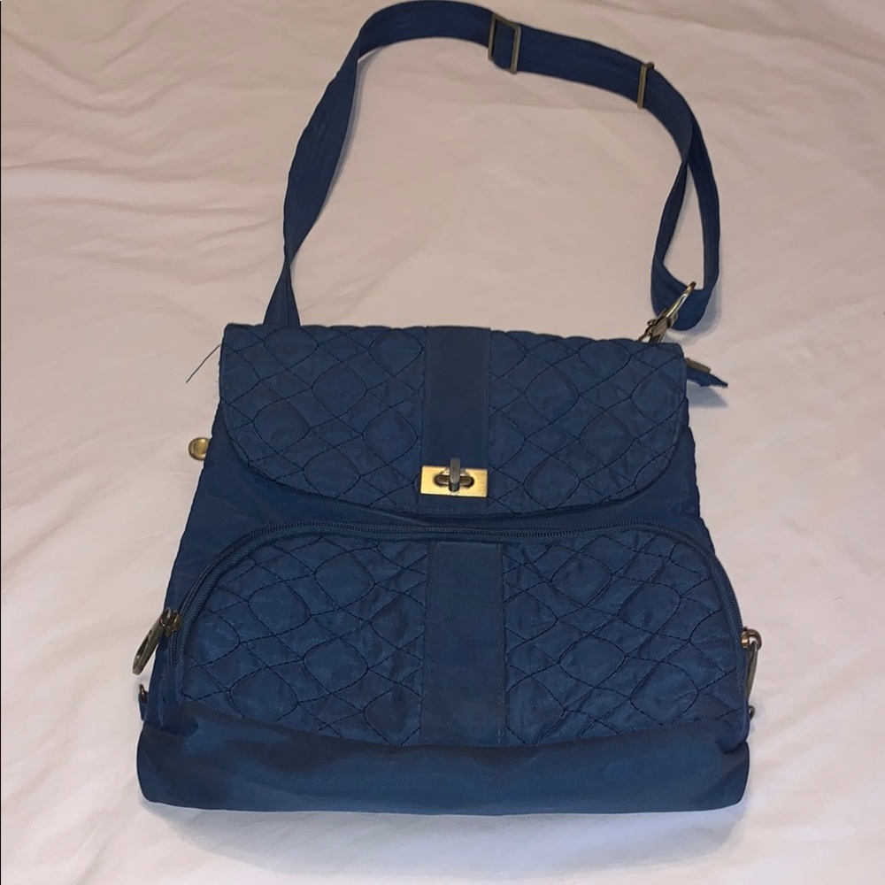 Travelon Blue Quilted Crossbody Bag with Adjustable Strap